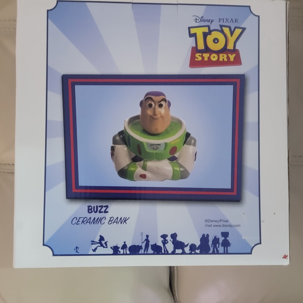 Disney Toy Story Buzz Lightyear Ceramic Bank - White, Green, Purple